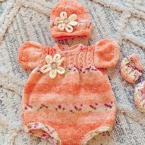Hand knit jester outfit newborn